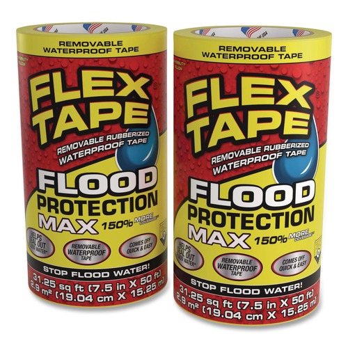 Adhesives & Glues | Flex Seal Products RTSYELR0850 7.5 in. x 50 ft. Flex Tape Removable Rubberized Waterproof Flood Protection Tape - Yellow (2/Carton) image number 0