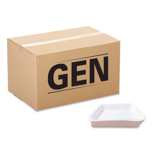 Food Service | GEN 2DWH 8.56 in. x 6.1 in. x 1.2 in. No. 2D Foam Meat Trays - White (500/Carton) image number 0
