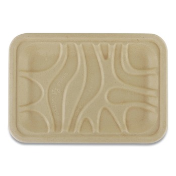 World Centric 8.2 in. x 5.7 in. x 0.7 in. PLA Lined PFAS-Free Paper Fiber Trays - Natural (500/Carton)
