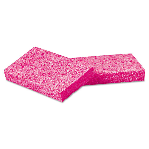 Cleaning & Janitorial Supplies | Boardwalk A21BWK 3-3/5 in. x 6-1/2 in. x 9/10 in. Cellulose Sponges - Small, Pink (24 Packs/Carton, 2/Pack) image number 0
