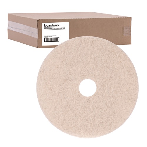 Cleaning Cloths | Boardwalk BWK4019NHE 19 in. Diameter Natural Hog Hair Burnishing Floor Pads - Tan (5/Carton) image number 0