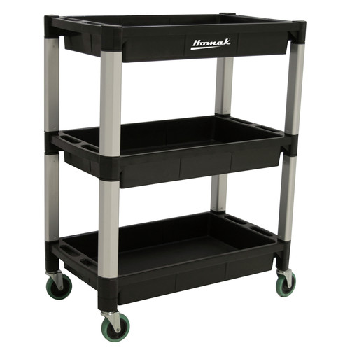 Utility Carts | Homak PP06032031 30 in. x 16 in. 3-Shelf Utility Cart image number 0
