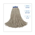 Mops | Boardwalk BWK724CEA 24 oz. Cut-End Lie-Flat Cotton Wet Mop Head - White image number 3