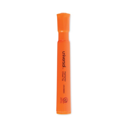 Office Jansan | Universal UNV08863 Fluorescent Ink Chisel Tip Desk Highlighters - Orange (1 Dozen) image number 0