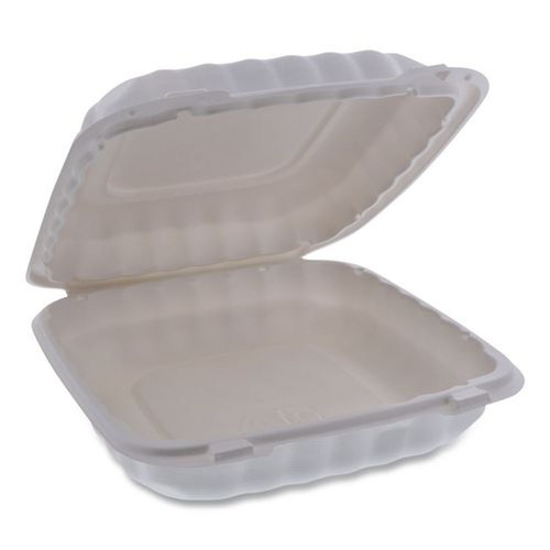 Food Service | Pactiv Corp. YCN809010000 EarthChoice SmartLock 9 x 9 x 3.1 Plastic Microwavable MFPP Hinged Lid Container - White (120/Carton) image number 0