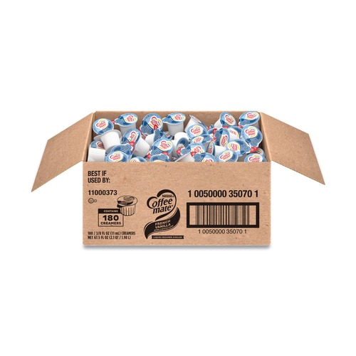 Condiments | Coffee-Mate 11000373 0.38 oz Mini Cups, French Vanilla, Liquid Coffee Creamer (180/Carton) image number 0