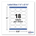 Office Jansan | Avery 22804 1.5 in. x 2.5 in. Oval Labels with Sure Feed and Easy Peel - Glossy White (180/Pack) image number 1