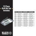 Bits and Bit Sets | Klein Tools 53002 13-Piece Regular-Point Drill-Bit Set image number 1