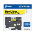 Labels | Brother P-Touch TZEFX631CS 0.47 in. x 26.2 ft. TZe Flexible Tape Cartridge for P-Touch Labelers - Black on Yellow image number 0
