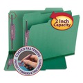 File Folders | Smead 14938 2 in. Expansion Colored Pressboard Folders with 2 SafeSHIELD Coated Fasteners - Letter Size/Green (25/Box) image number 1