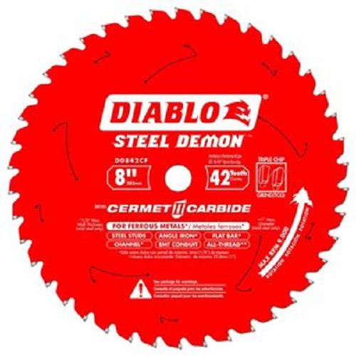 Blades | Diablo D0842CF 8 in. 48 Tooth Steel Demon Cermet and Ferrous Metal Saw Blade image number 0