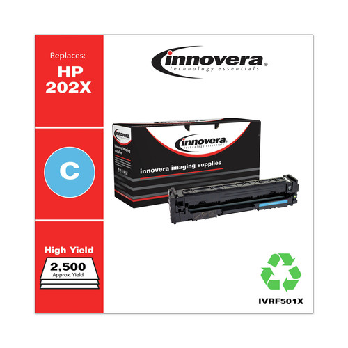 RECON SALE | Factory Reconditioned Innovera IVRF501X Remanufactured 2500 Page Yield Replacement Toner Cartridge for HP CF501X - Cyan image number 0