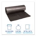 Trash Bags | Boardwalk H7658HKKR01 Low-Density Can Liners, 60gal, .65mil, 38 x 58, Black (25 Bags/Roll, 4 Rolls/Carton) image number 1