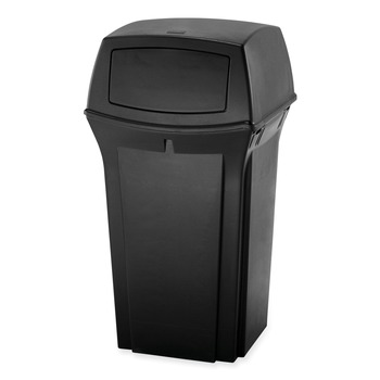 TRASH CANS | Rubbermaid Commercial FG917188BLA Ranger 45 Gallon 2 Door Square Fire-Safe Container - Black
