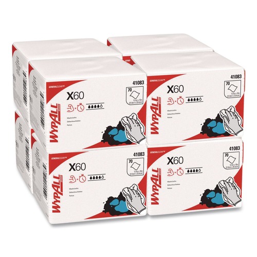 Office Jansan | WypAll 41083 12.5 in. x 10 in. 1/4 Fold X60 Cloths - White (70/Pack, 8 Packs/Carton) image number 0