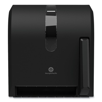 Georgia Pacific Professional 54338A 13 in. x 10 in. x 14.4 in. Hygienic Push-Paddle Roll Towel Dispenser - Black (1/Carton)