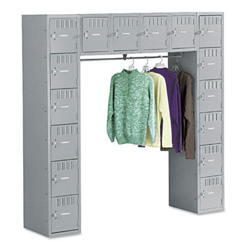 PRODUCTS | Tennsco SRS-721872-A-MGY 72 in. x 18 in. x 72 in. 16 Box Compartment Locker with Coat Bar - Medium Gray