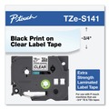 Bulk Savings Pricing 2 | Brother P-Touch TZES141 0.7 in. x 26.2 ft. TZe Standard Adhesive Laminated Labeling Tape - Black on Clear image number 4