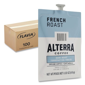 FLAVIA 48010 0.32 oz. Pouch Alterra Coffee Freshpack - French Roast (100/Carton)