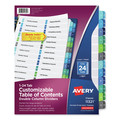 Office Jansan | Avery 11321 11 in. x 8.5 in. 24-Tab 1 to 24 Customizable TOC Ready Index Double Column Multicolor Tab Dividers - White (1-Set) image number 0