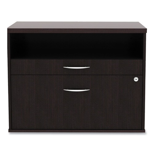  | Alera ALELS583020ES Open Office Desk Series 29.5 in. x19.13 in. x 22.88 in. 2-Drawer 1 Shelf Pencil/File Legal/Letter Low File Cabinet Credenza - Espresso image number 0