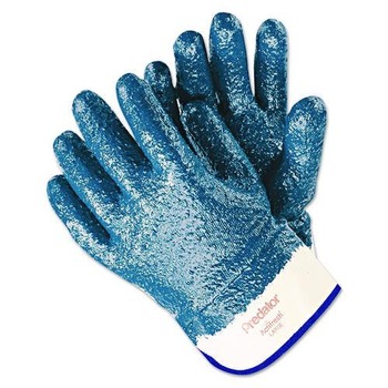 MCR Safety 24-Piece Predator Premium Nitrile-Coated Gloves - Large, Blue/White