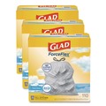 Cleaning & Janitorial Supplies | Glad 78563 ForceFlex 10.19 in. x 9.81 in. 13-Gal. Tall Kitchen Drawstring Trash Bags - Fresh Clean Scent Gray (3/Carton) image number 0