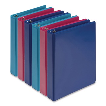 Samsill 8.5 in. x 5.5 in. 1 in. Capacity 3 Rings Economy Round Ring View Binder - Assorted (6/Carton)