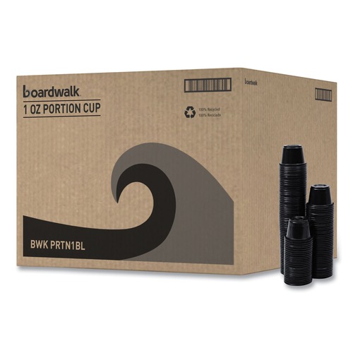 Cups and Lids | Boardwalk BWKPRTN1BL 1 oz. Polypropylene Souffle/Portion Cups - Black (2500/Carton) image number 0