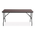 Folding Tables | Iceberg 55314 OfficeWorks Curved-Leg 60 in. x 30 in. x 29 in. Classic Wood Laminate Folding Table - Walnut image number 1