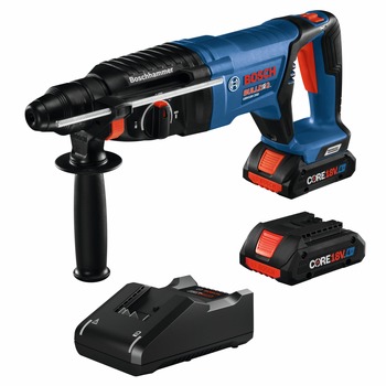 CONCRETE TOOLS | Bosch GBH18V-26DK25 Bulldog 18V EC Brushless Lithium-Ion 1 in. Cordless SDS-plus Rotary Hammer Kit with 2 Batteries (4 Ah)