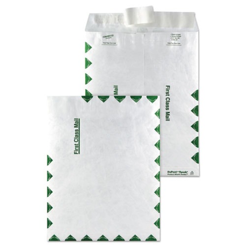 Envelopes & Mailers | Survivor QUAR1470 9 in. x 12 in. #10 1/2, Commercial Flap, Redi-Strip Closure, DuPont Tyvek Catalog Mailers - White (100/Box) image number 0