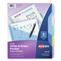 Office Jansan | Avery 16176 Write and Erase 11.13 in. x 9.25 in. 5-Tab 3-Hold Punched Durable Plastic Dividers with Slash Pocket - Assorted (1-Set) image number 0