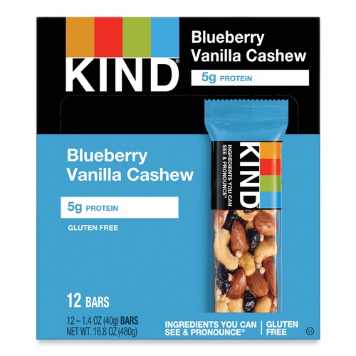 KIND 18039 1.4 oz. Fruit and Nut Bars - Blueberry Vanilla and Cashew (12/Box)