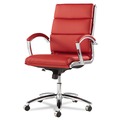 Office Chairs | Alera ALENR4239 Neratoli Series Supports Up to 275 lbs. Mid-Back Slim Profile Faux Leather Chair - Red Seat/Back, Chrome Base image number 4