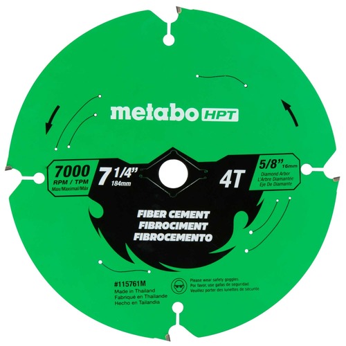 Circular Saw Blades | Metabo HPT 115761M 7-1/4 in. 4-Tooth Industrial PTFE Circular Saw Fiber Cement Blade image number 0