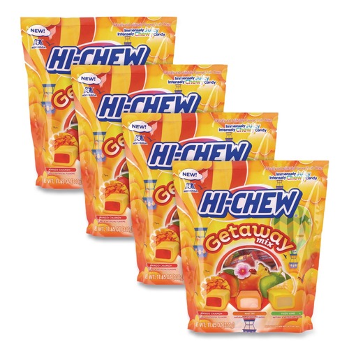 Snacks | Hi-Chew 51750 11.65 oz. Pouch Stand Up Pouch Getaway Mix - Mango Chamoy/Mai Tai/Yuzu Lime (4/Carton) image number 0