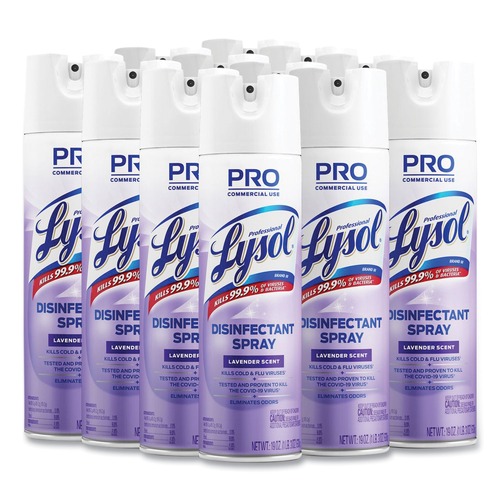 Cleaning & Janitorial Supplies | Professional LYSOL Brand 36241-89097 19 oz. Aerosol Spray Disinfectant Spray - Lavender (12/Carton) image number 0