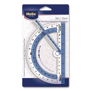 Maped Helix 6 in. Ruler Edge/10 cm. Ruler Edge 180 Degree Plastic Shatter Resistant Swing Arm Protractor - Random Assorted Color