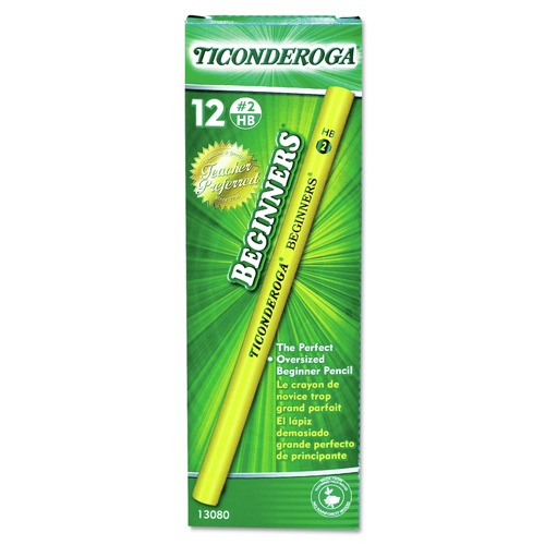 Pencils | Dixon 130800002 Ticonderoga Beginners HB (#2) Woodcase Pencil with Microban - Black Lead/Yellow Barrel (1-Dozen) image number 0