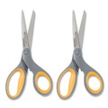 Office Jansan | Westcott 13901 8 in. Long 3.5 in. Cut Length Titanium Bonded Scissors - Straight Gray/Yellow Handle (2/Pack) image number 1