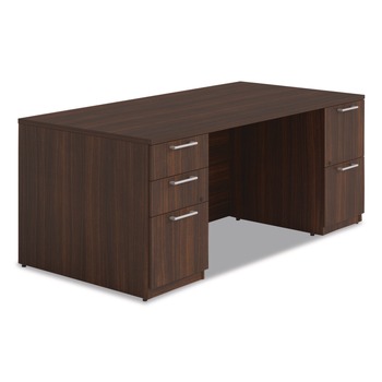 Alera 72 in. x 36 in. x 29 in. Seville Series Double Pedestal Desk - Mahogany