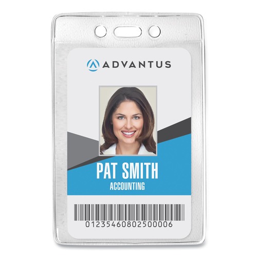 Office Jansan | Advantus 75419 2.63 in. x 4.38 in. Holder 2.38 in. x 4.25 in. Insert Prepunched for Chain/Clip Vertical Security ID Badge Holders - Clear (50/Box) image number 0