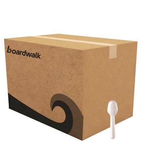Cutlery | Boardwalk BWKTASTERSPOON Mediumweight Polypropylene Tasting Spoon Cutlery - White (3000/Carton) image number 0