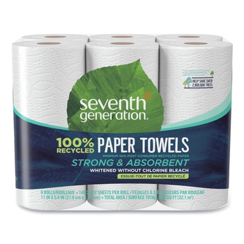 Seventh Generation 11 in. x 5.4 in. 2-Ply 100 Percent Recycled Paper Kitchen Towel Rolls (4/Carton)