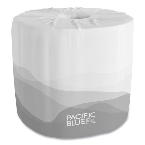 Toilet Paper | Georgia Pacific Professional 19881/01 Pacific Blue Basic Embossed Septic Safe 1-Ply Bathroom Tissues - White (80-Roll/Carton 550-Sheet/Roll) image number 0