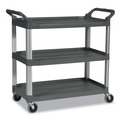 Office Jansan | Rubbermaid Commercial FG409100GRAY 40.63 in. x 20 in. x 37.81 in. 300 lbs. Capacity 3 Shelves Plastic Xtra Utility Cart with Open Sides - Gray image number 1