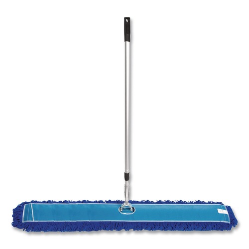 Mops | Gritt Commercial GRI17460T 60 in. x 5 in. Microfiber Head 40 in. to 72 in. Silver Aluminum Handle Dust Mop with Telescopic Handle - Blue (1-Kit) image number 0