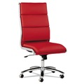  | Alera ALENR4139 Neratoli Series 17.32 in. to 21.25 in. Seat Height Up to 275 lbs. High-Back Slim Faux Leather Profile Chair - Red Seat/Back, Chrome image number 4