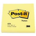 Office Jansan | Post-it Notes 654 3 in. x 3 in. Original Pads - Canary Yellow (12/Pack) image number 2